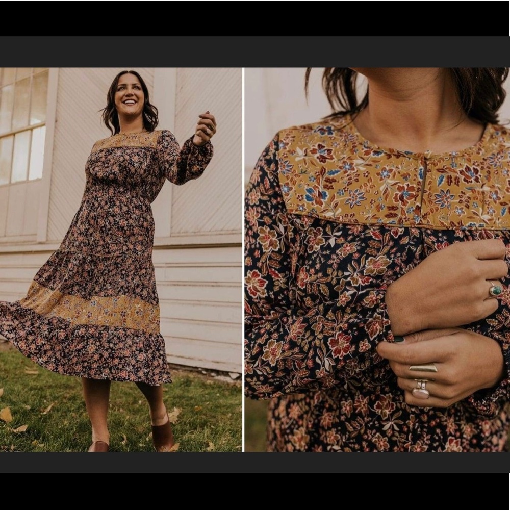 NWT Ainslee floral dress in goldenrod size small